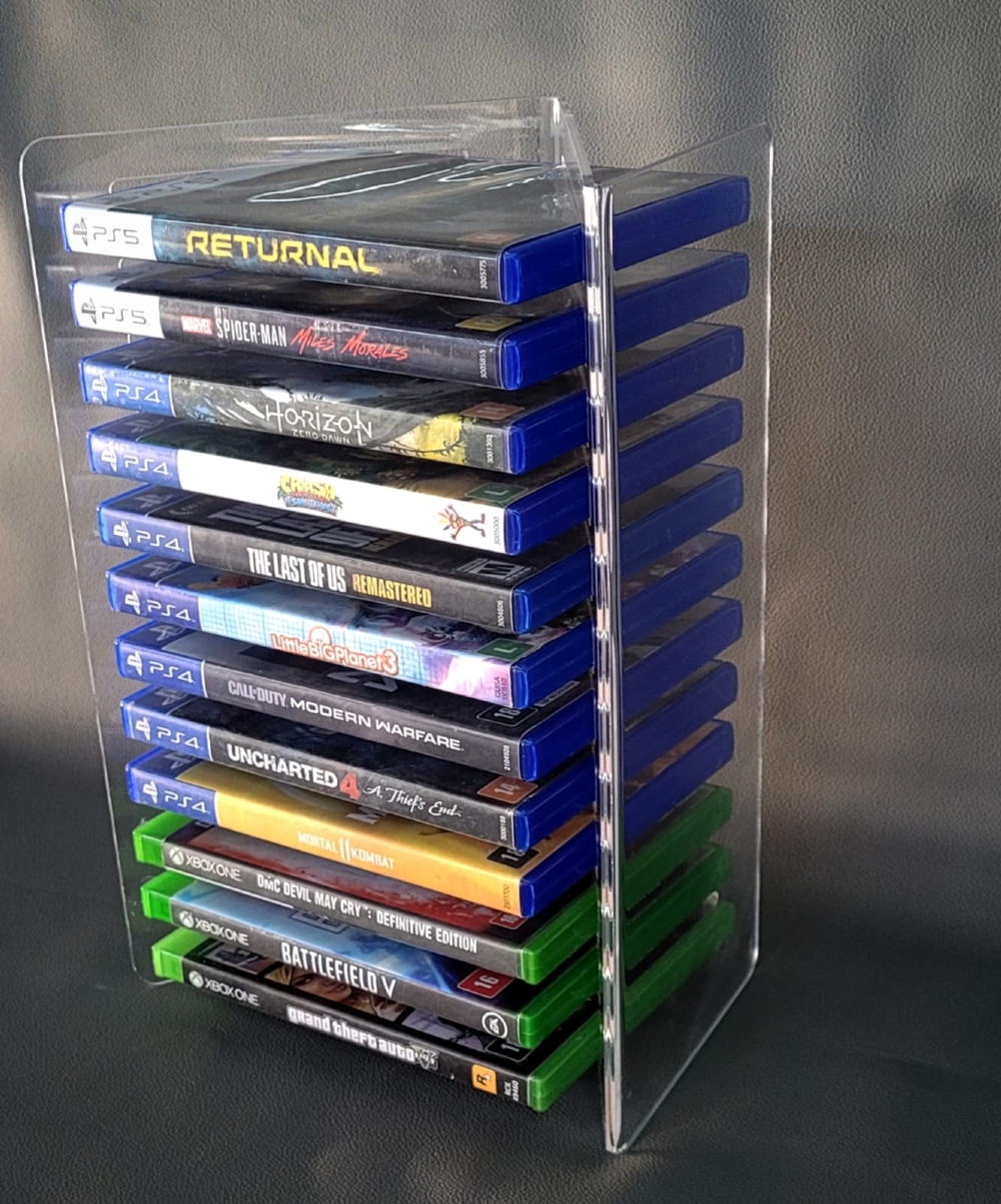 Suporte Porta 12 Jogos Ps3 Ps4 Ps5 Xbox Blu ray Acrílico