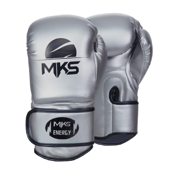 Luva De Boxe Muay Thai Kickboxing Mks Energy Prateada