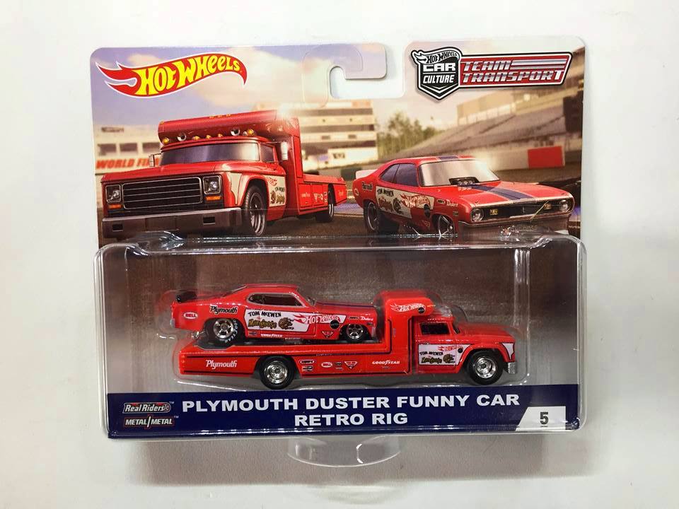 Hot Wheels Plymouth Duster Funny Car Retro Rig Team Transport