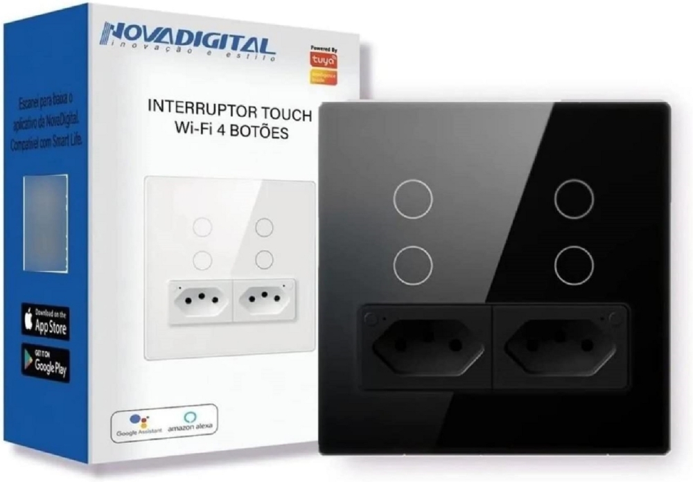 Interruptor Inteligente Es Touch Tomada Wi Fi X Preto