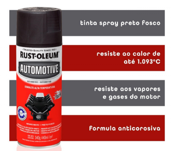 SPRAY PRETO FOSCO 1093º C ALTA TEMPERATURA RUST OLEUM