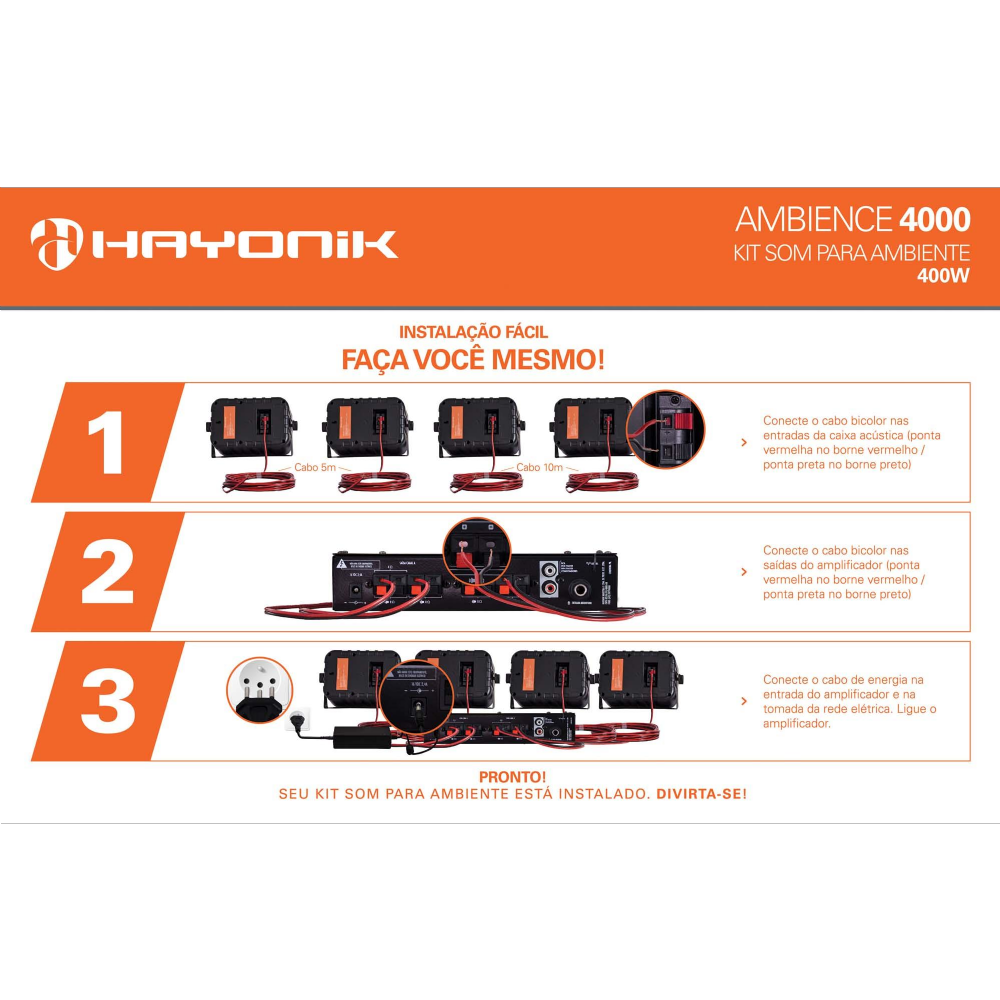 Kit Som Ambiente 400W Comfort Line 4000 HAYONIK - GAMES & ELETRONICOS