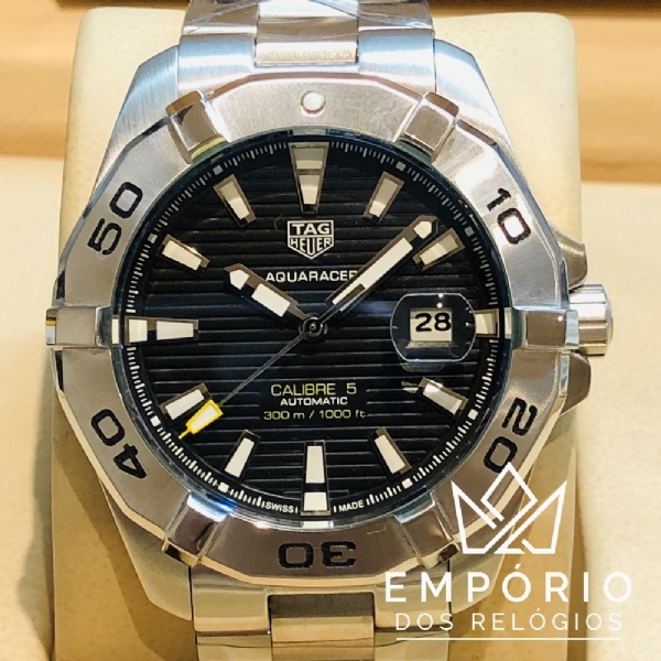 TAG Heuer Aquaracer Calibre 5 Preto e A o R plicas de Rel gios