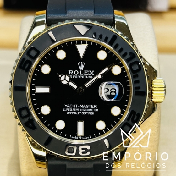 Rolex Yacht Master 42 Preto Dourado Borracha