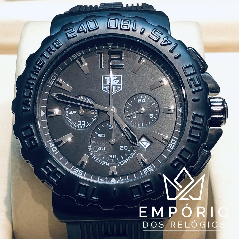 TAG Heuer Formula 1 Cron grafo Preto Borracha R plicas de