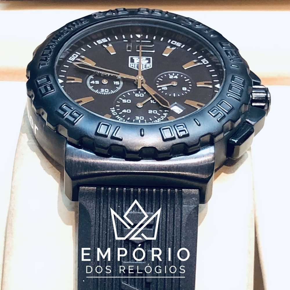 TAG Heuer Formula 1 Cron grafo Preto Borracha R plicas de