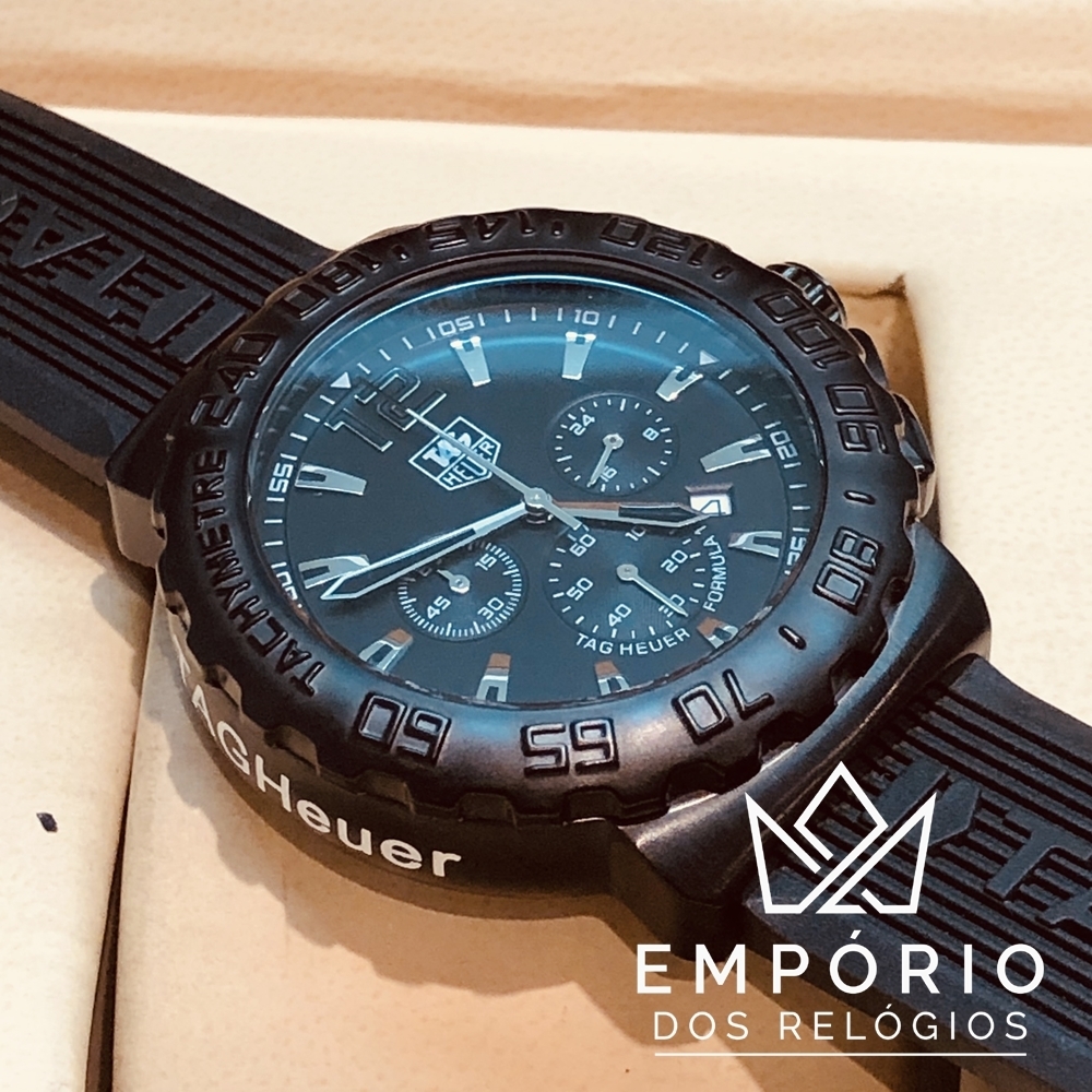 TAG Heuer Formula 1 Cron grafo Preto Borracha R plicas de