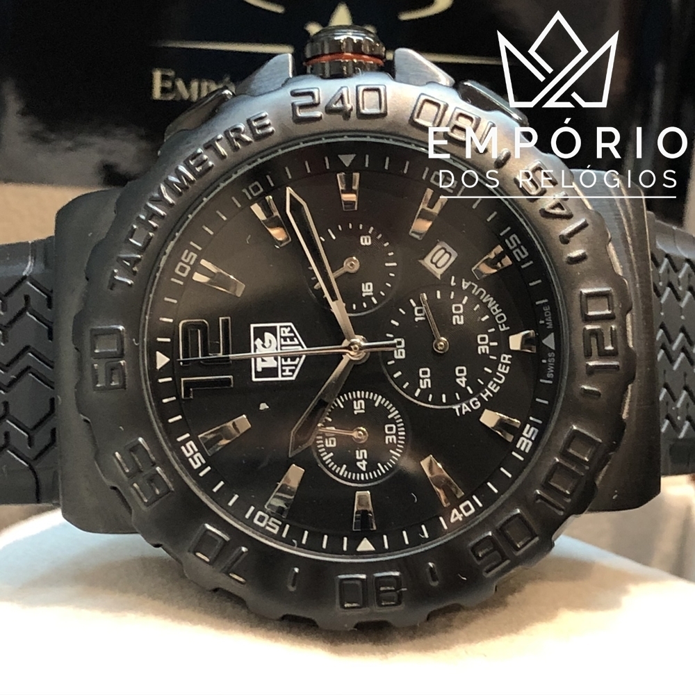 TAG Heuer Formula 1 Cron grafo Preto Borracha R plicas de