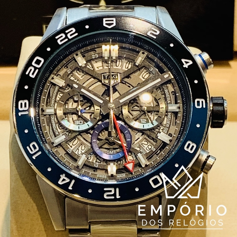 TAG Heuer Carrera Calibre Heuer 02 Azul e Preto A o R plicas de