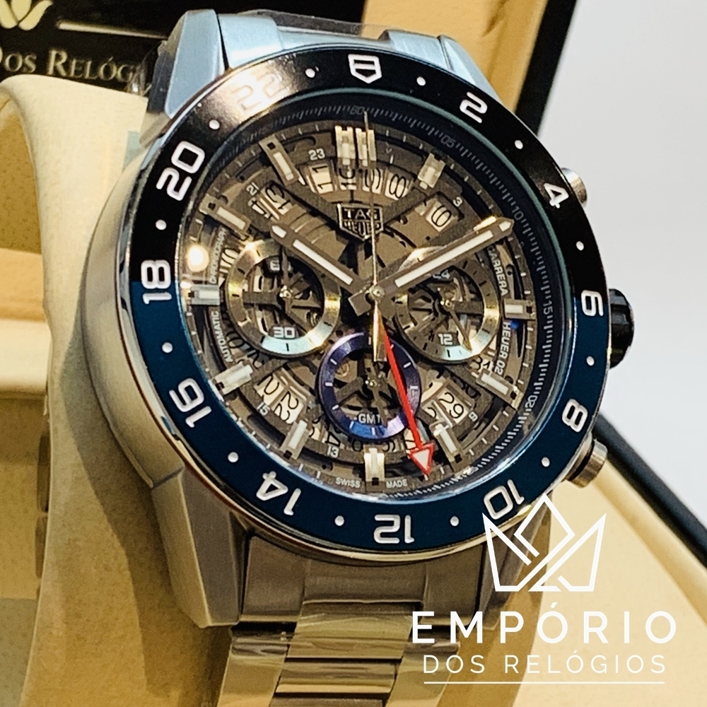 TAG Heuer Carrera Calibre Heuer 02 Azul e Preto A o R plicas de