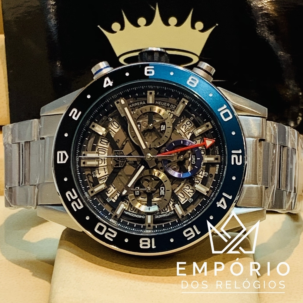 TAG Heuer Carrera Calibre Heuer 02 Azul e Preto A o R plicas de