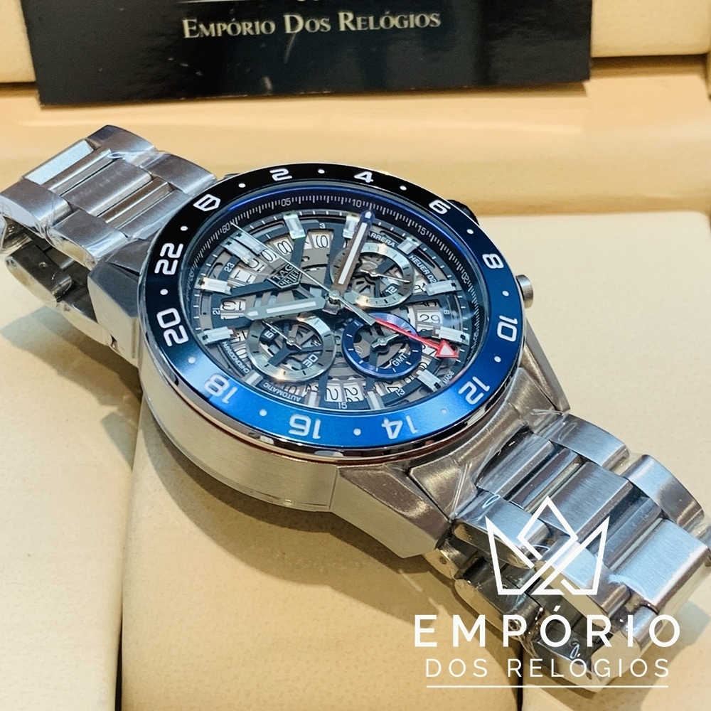 TAG Heuer Carrera Calibre Heuer 02 Azul e Preto A o R plicas de