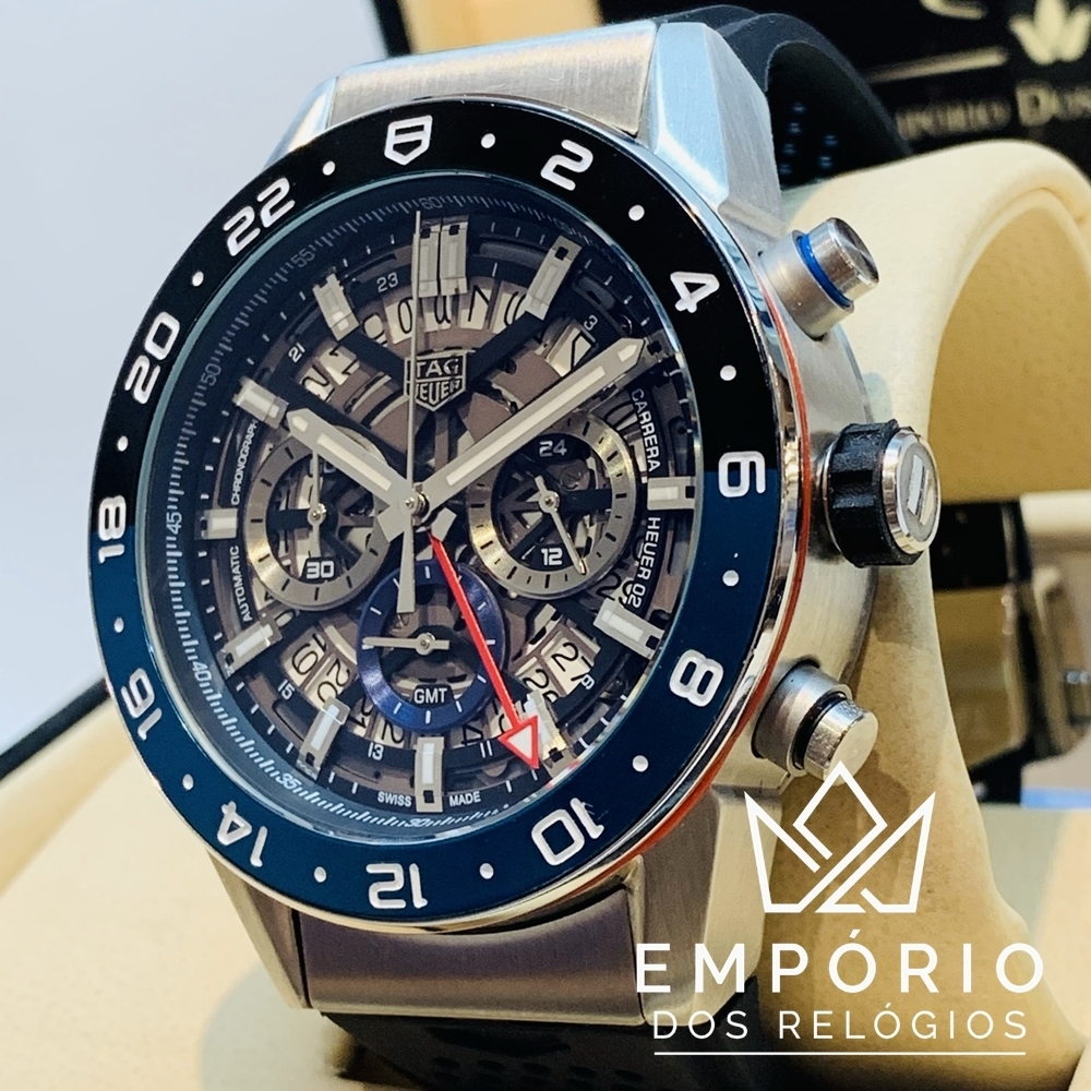 TAG Heuer Carrera Calibre Heuer 02 Azul e Preto Borracha