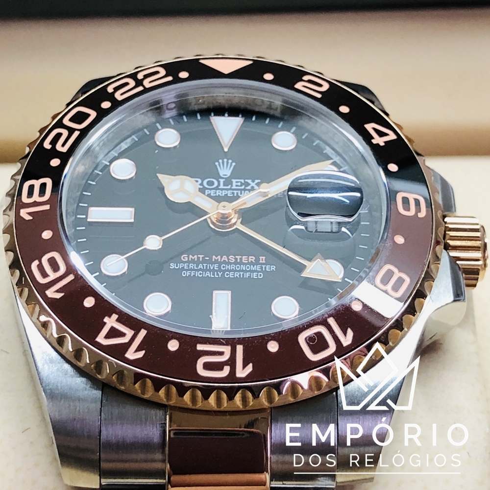 Rolex GMT Master II Root Beer Misto Everose R plicas de Rel gios