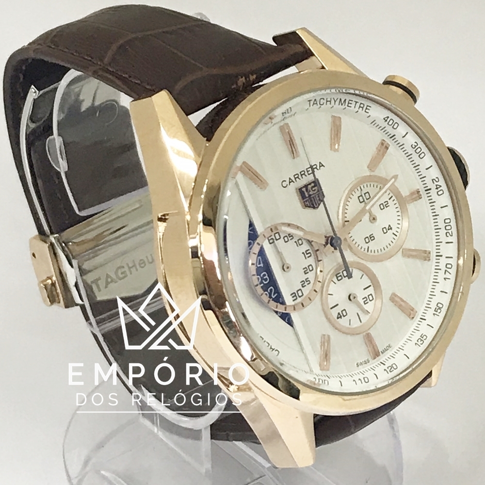 TAG Heuer Carrera Calibre 1969 Branco Dourado R plicas de