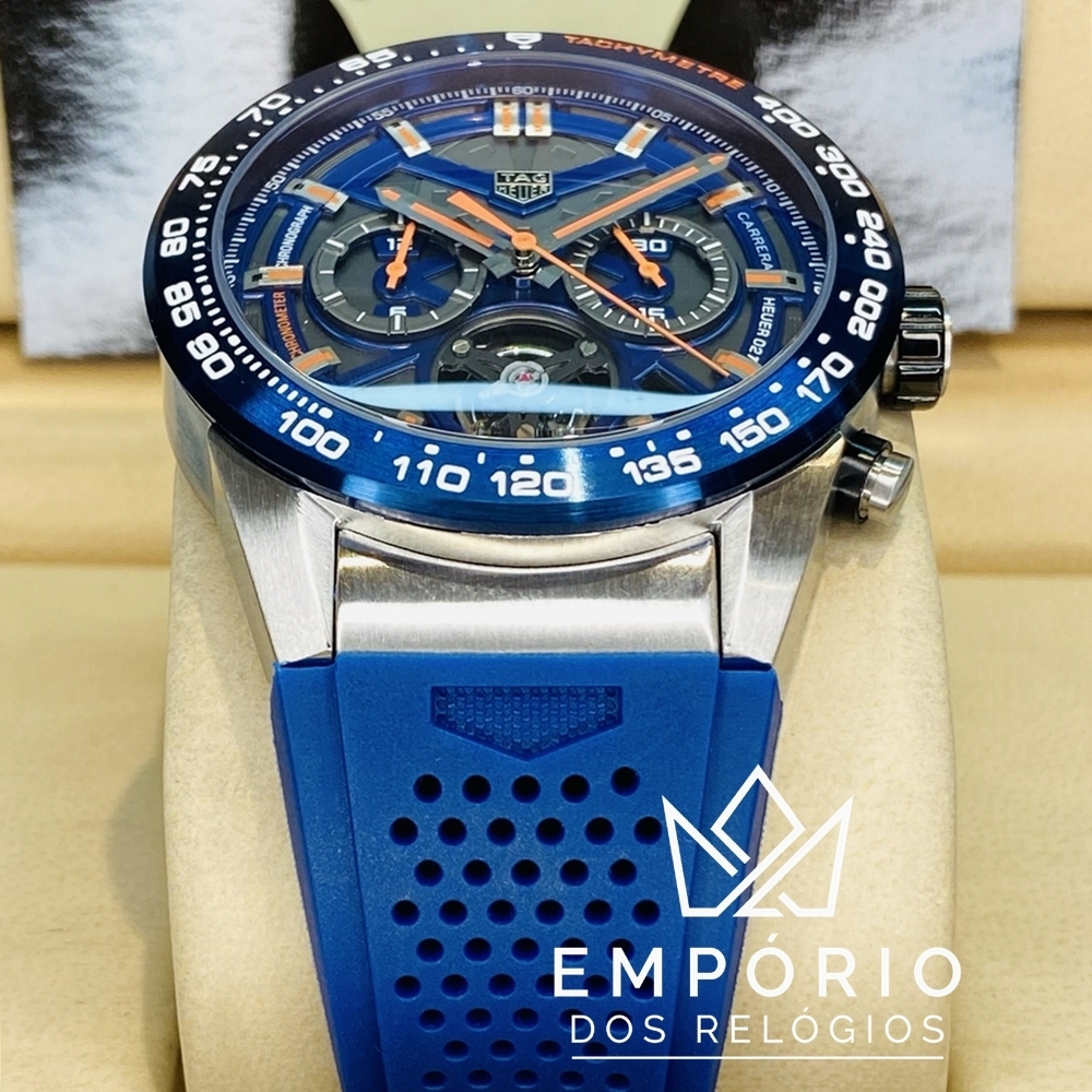 TAG Heuer Carrera Calibre Heuer 02 Azul Borracha R plicas de