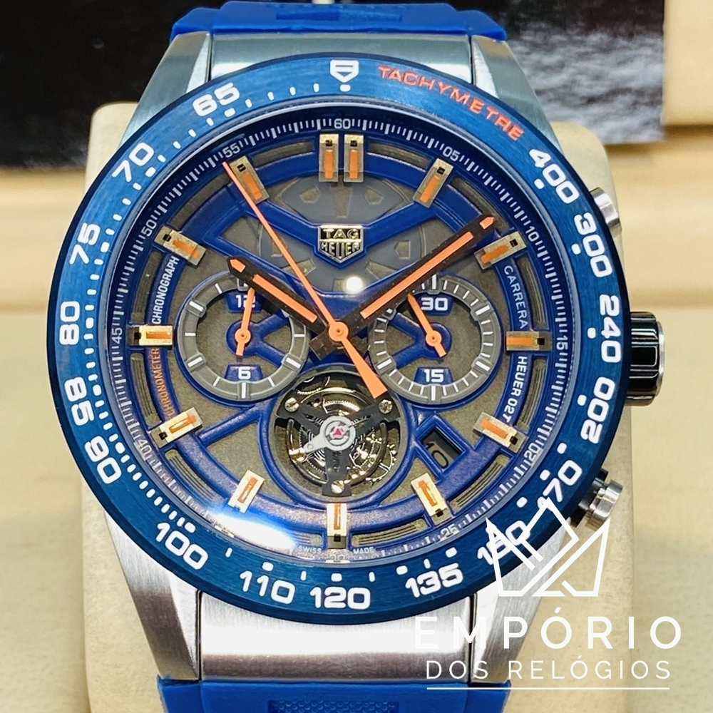 TAG Heuer Carrera Calibre Heuer 02 Azul Borracha R plicas de