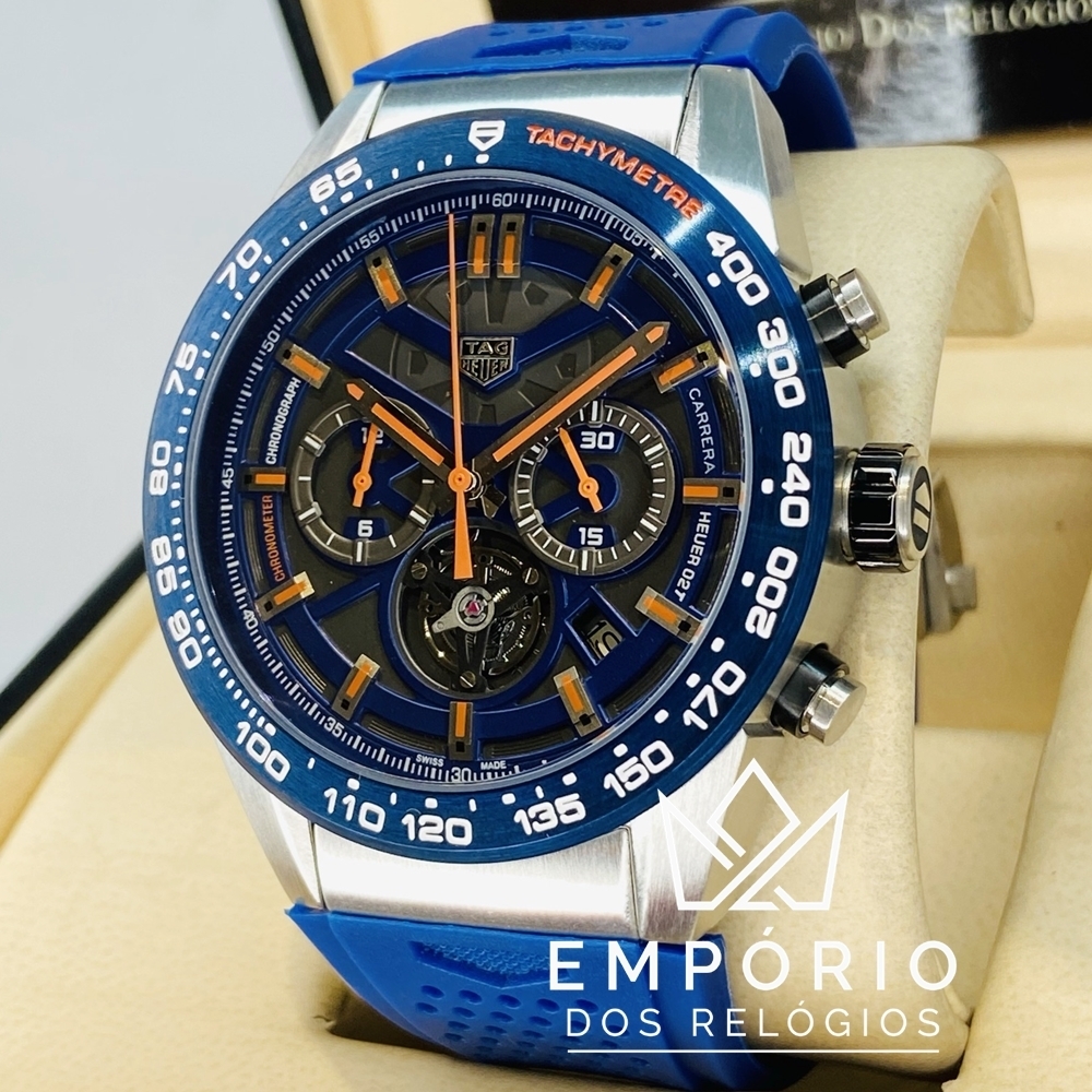 TAG Heuer Carrera Calibre Heuer 02 Azul Borracha R plicas de