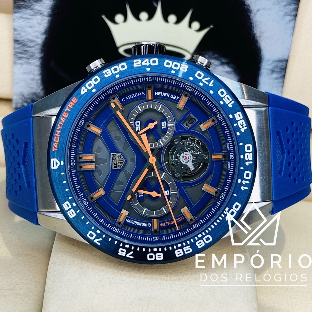 TAG Heuer Carrera Calibre Heuer 02 Azul Borracha R plicas de