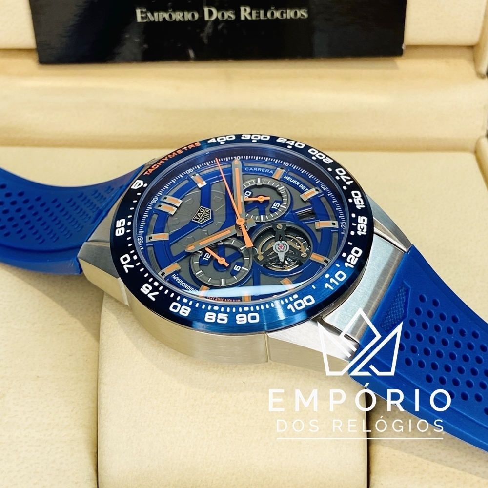 TAG Heuer Carrera Calibre Heuer 02 Azul Borracha R plicas de