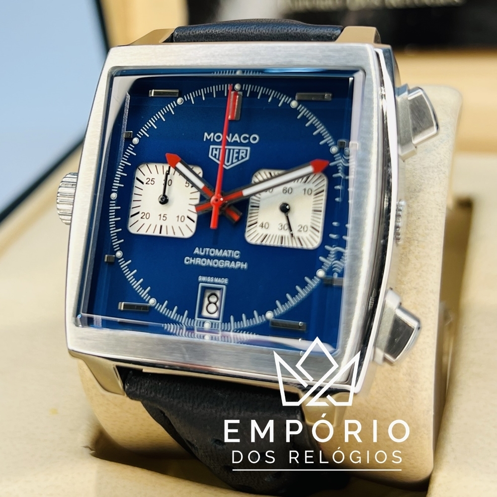 TAG Heuer Monaco Calibre 11 Azul Couro Preto R plicas de