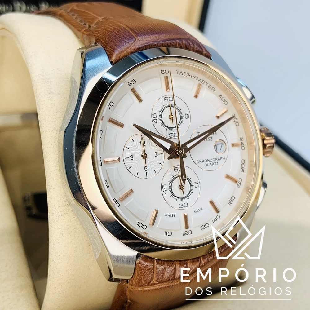 Tissot Couturier Chronograph Branco Dourado R plicas de Rel gios