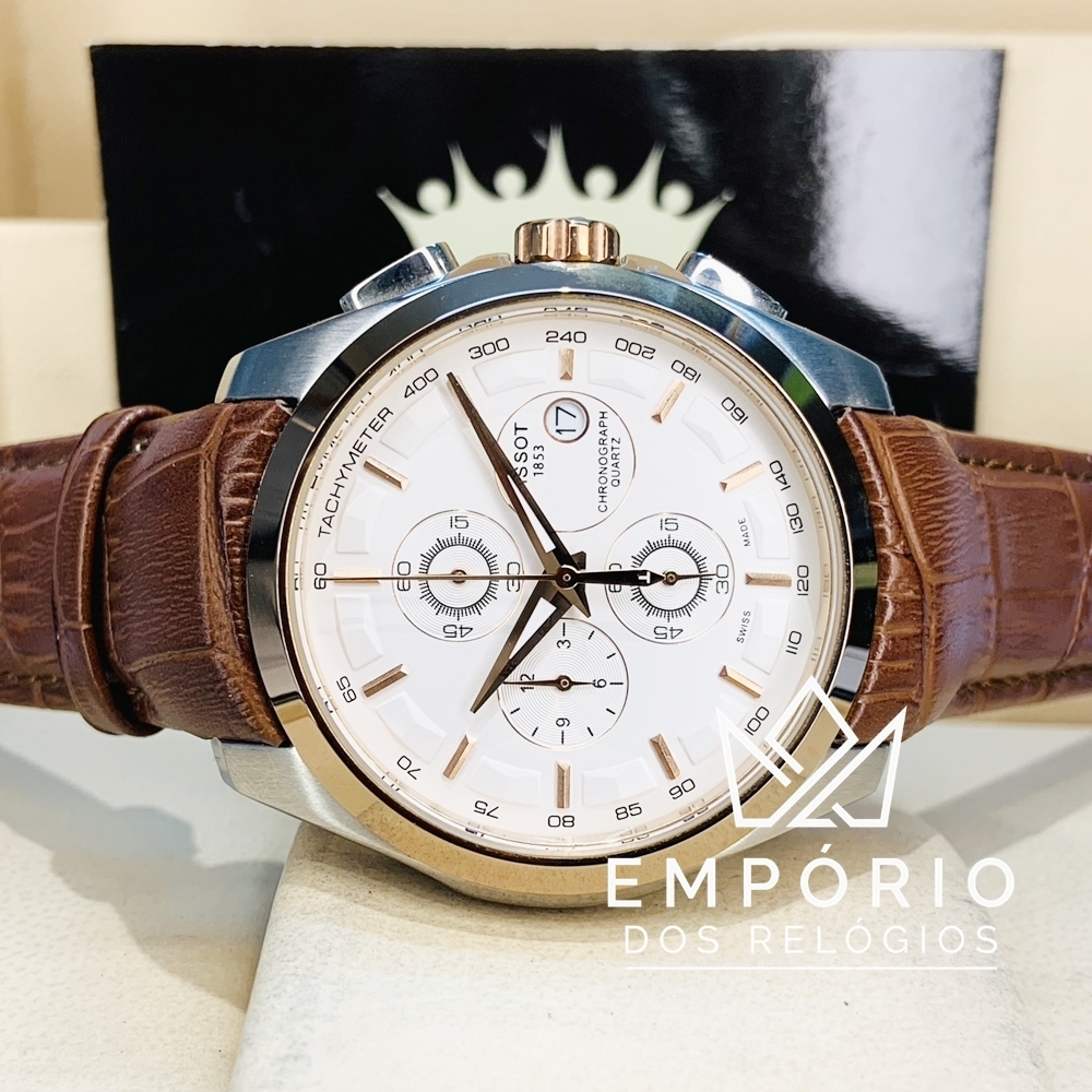 Tissot Couturier Chronograph Branco Dourado R plicas de Rel gios