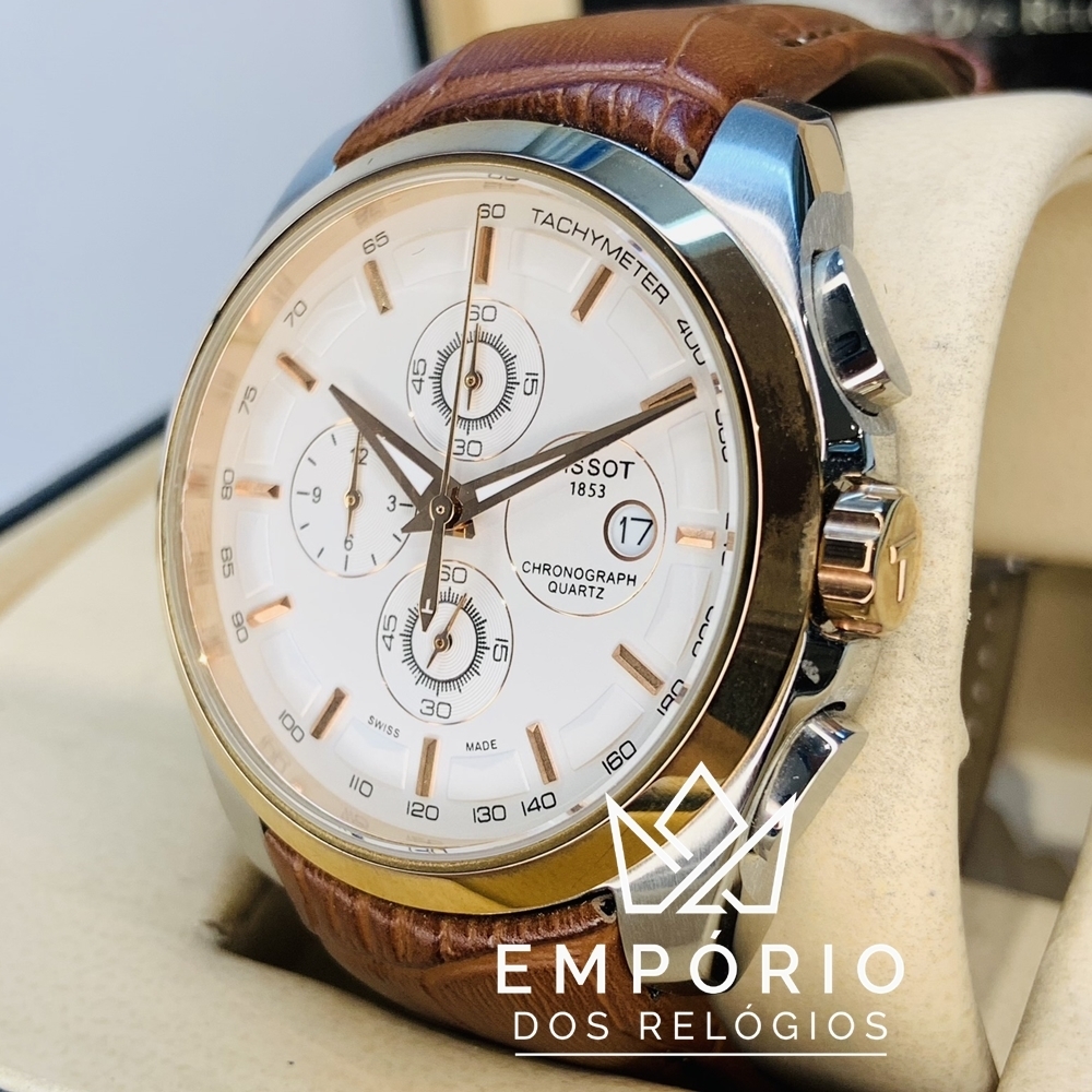 Tissot Couturier Chronograph Branco Dourado R plicas de Rel gios