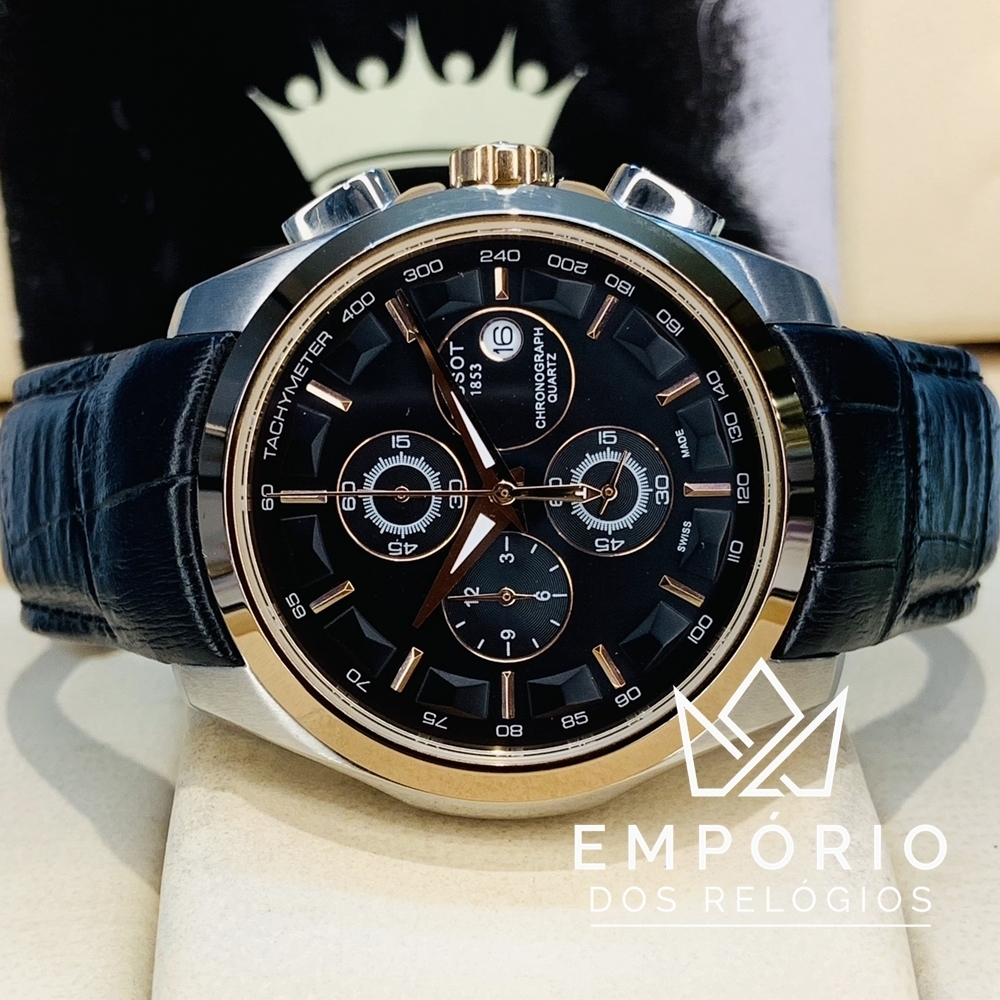 Tissot Couturier Chronograph Preto Dourado R plicas de Rel gios