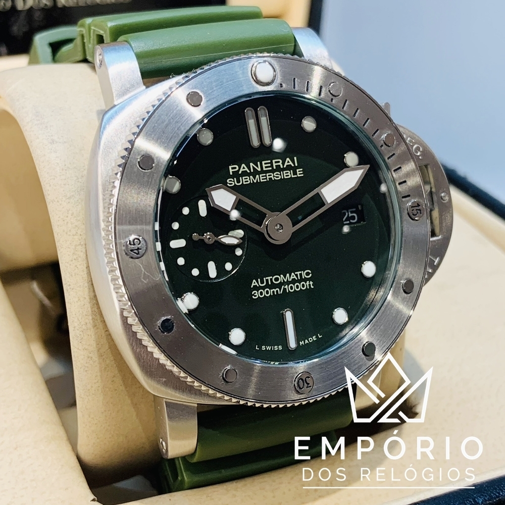 Panerai Submersible Verde Militare R plicas de Rel gios Premium AAA