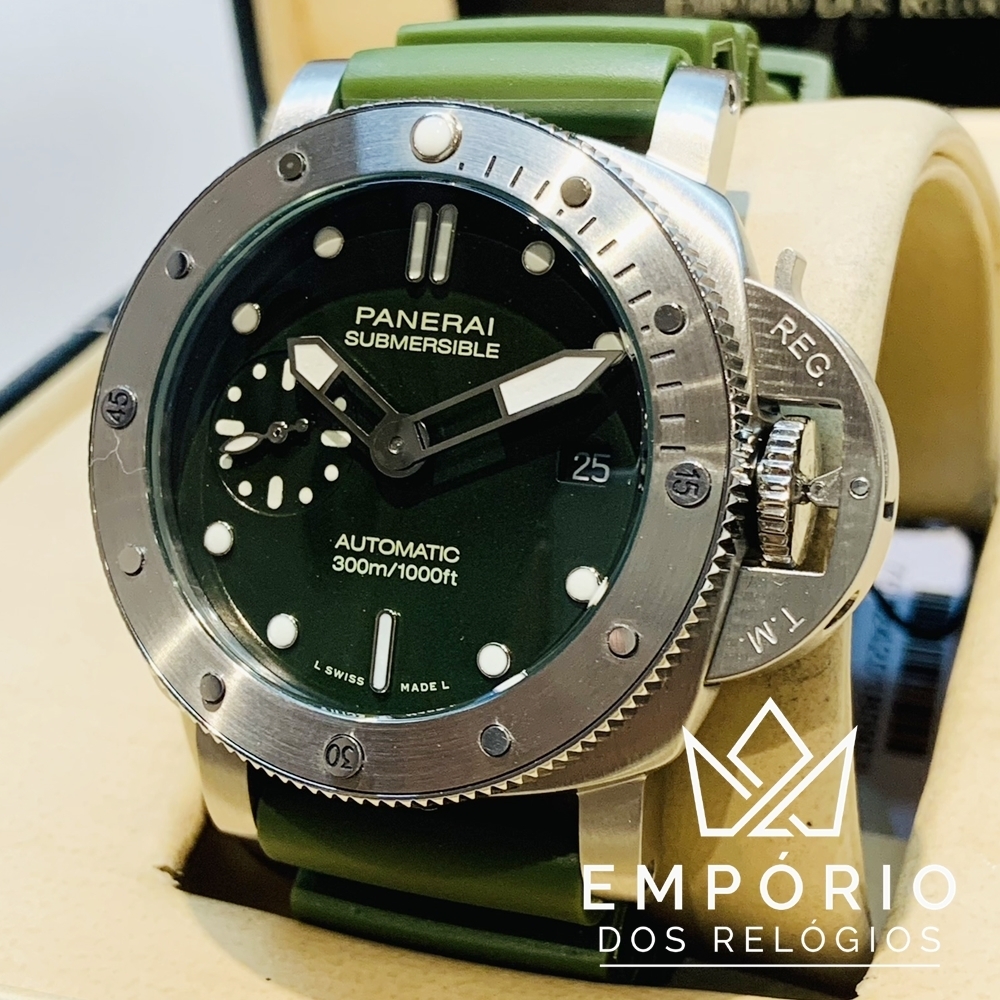 Panerai Submersible Verde Militare R plicas de Rel gios Premium AAA