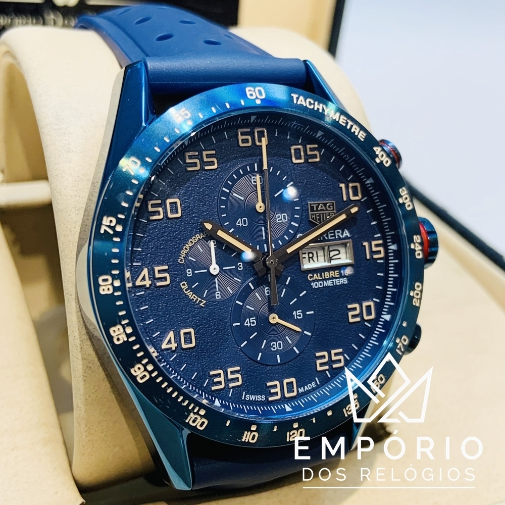 TAG Heuer Carrera Calibre 16 Azul Borracha R plicas de Rel gios