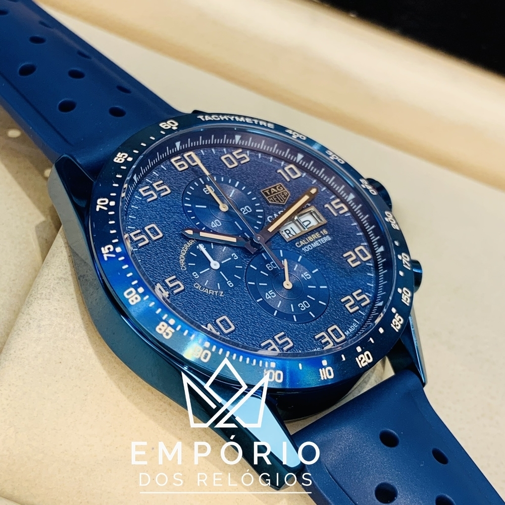 TAG Heuer Carrera Calibre 16 Azul Borracha R plicas de Rel gios