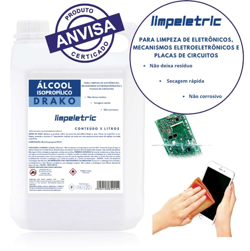 Álcool Isopropílico 99,8% Limpeza Placa Eletrônico