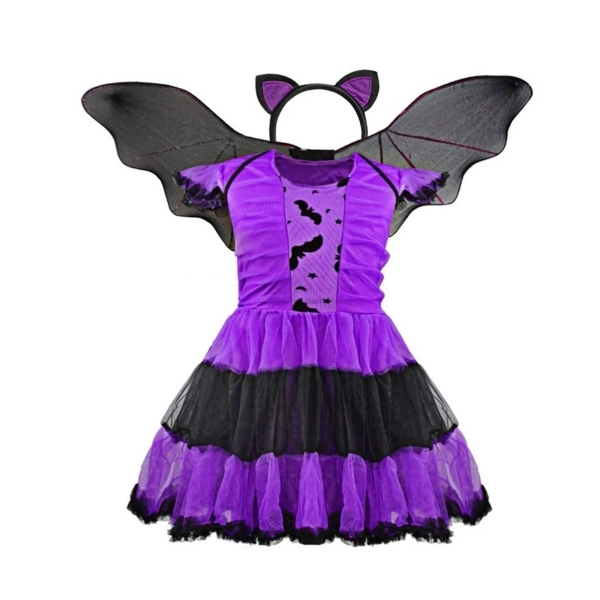 Fantasia Infantil - Conjunto Vampira C/ Morcego Pop - Tamanho P (3 a 5  anos) - 10312 - Sulamericana - Kits e Gifts