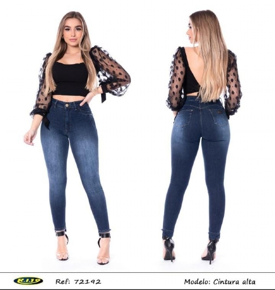 Calça Feminina Jeans Skinny Cintura Alta Mulheres Alta Ri19