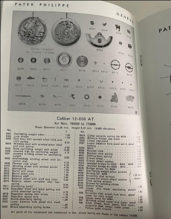 Patek Philippe Geneve 19201965 Catalogo Manual Movimentos. REF.01073